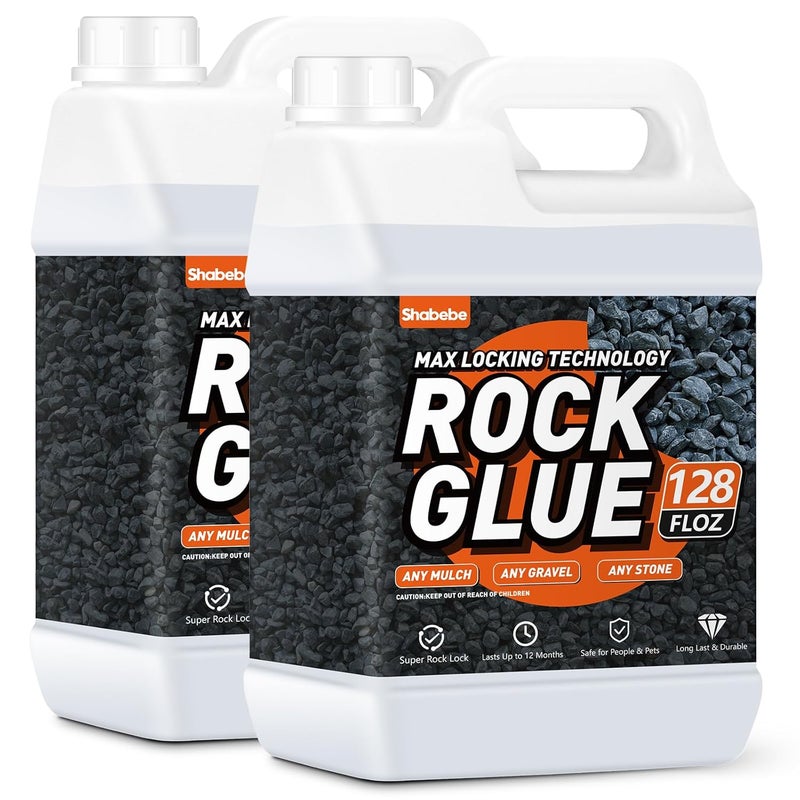Shabebe Rock Glue, Mulch Glue 2Gallon Long-Lasting Dries-Clear Strong Pea Gravel Binder for Pebble Fast-Drying Pebble Glue&Gravel Hold Mulch for Landscaping, Pine Straw, Outdoor Strong Stone Hold - Image 1